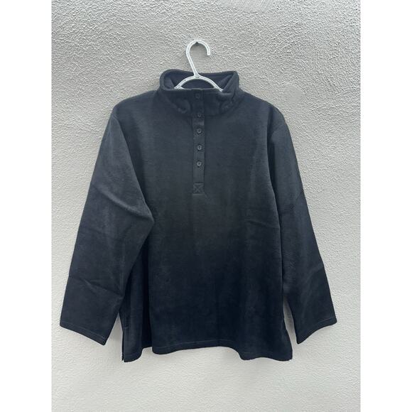 Anthony Richards Womens Pullover Size Petite XL Black Long Sleeve Henley Fleece - Picture 1 of 11
